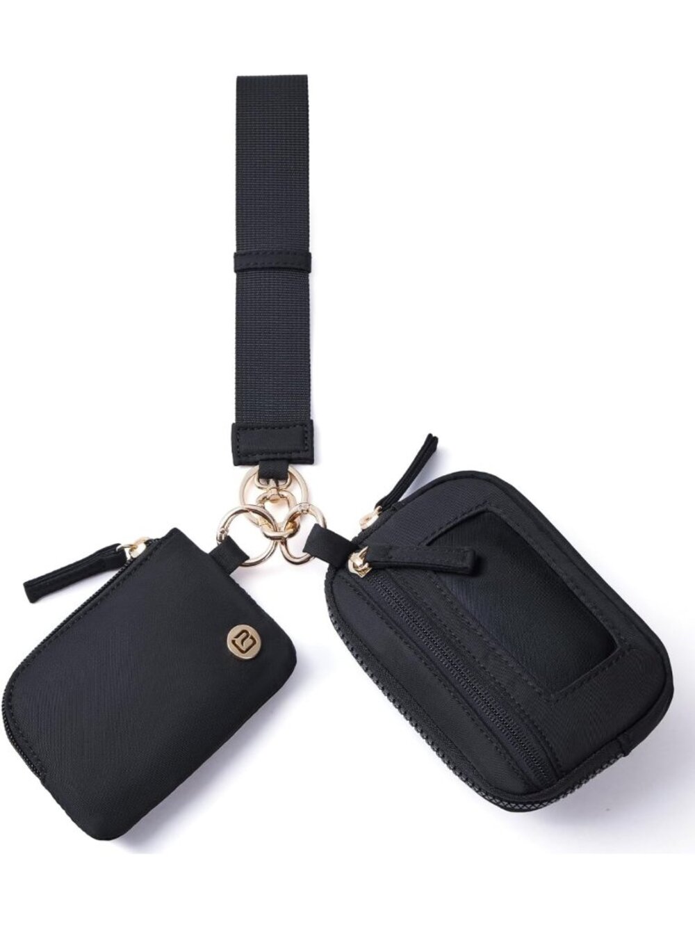Stylish Nylon RFID Wristlet Wallet with Dual Pouch & Keychain, Travel-Friendly
